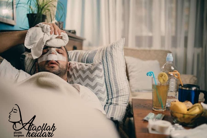 سر بالا بودن بعد از عمل بینی